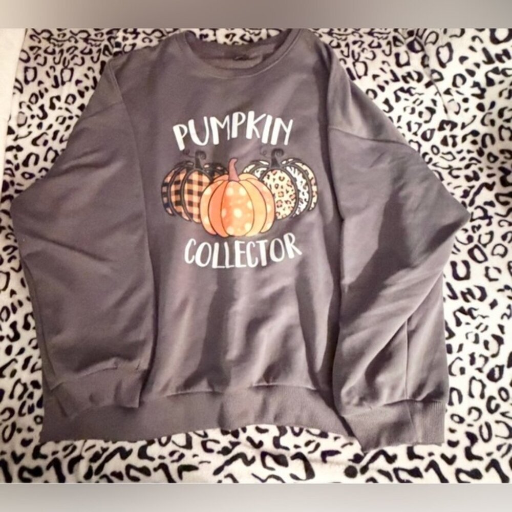 SHEIN Gray Pumpkin Sweatshirt - Large - NWOT 🩶🎃